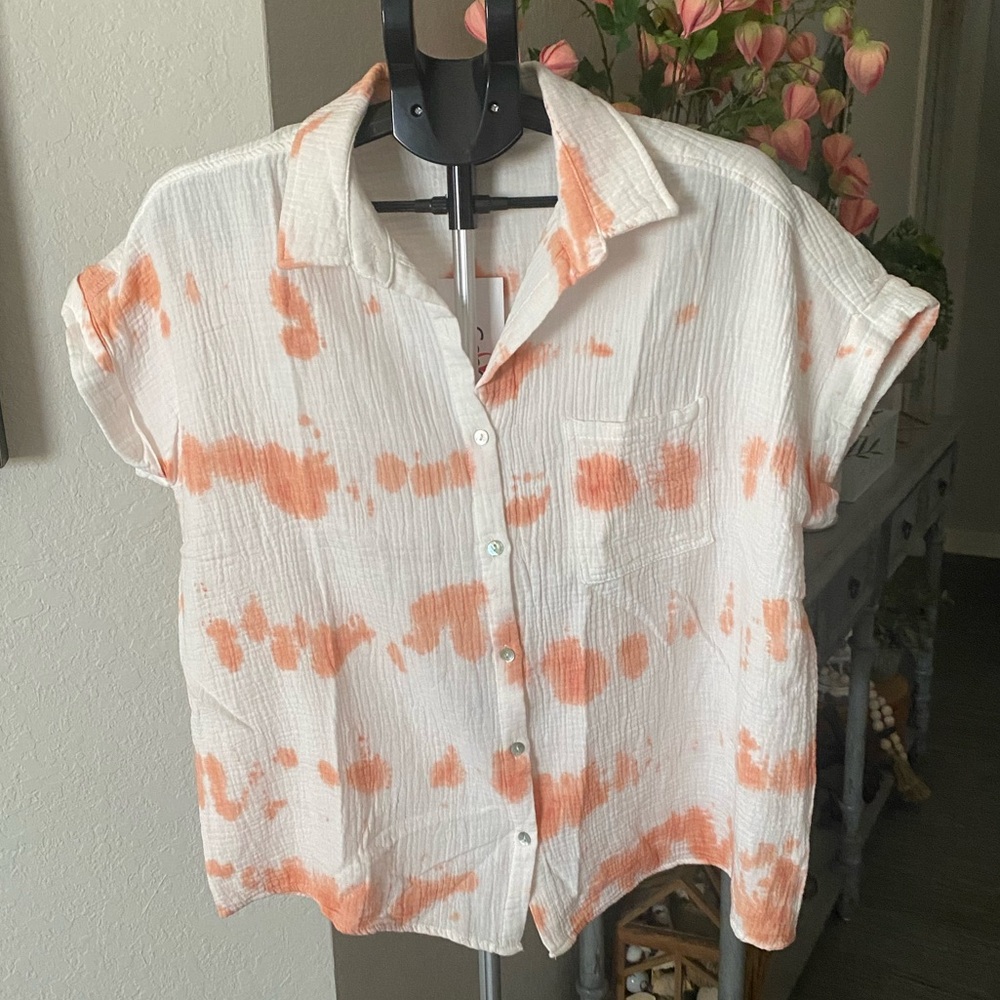 GeeGee Gauze Button Down Shirt NWT